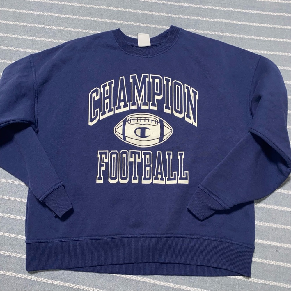 Champion Football Navy Unisex Pullover Sweater Large